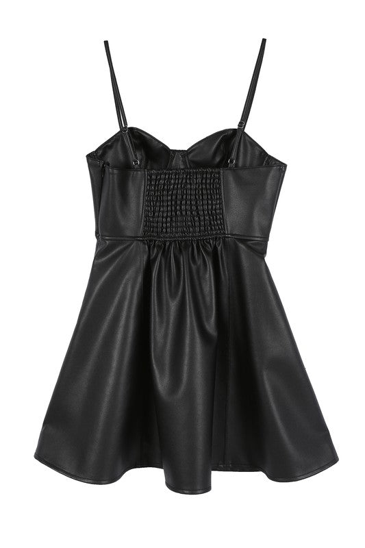 Load image into Gallery viewer, Lilou Vegan leather bustier mini dress
