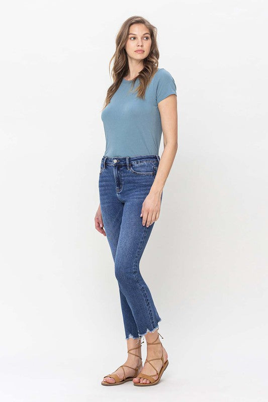 Load image into Gallery viewer, VERVET by Flying Monkey High Rise Crop Slim Straight Jeans
