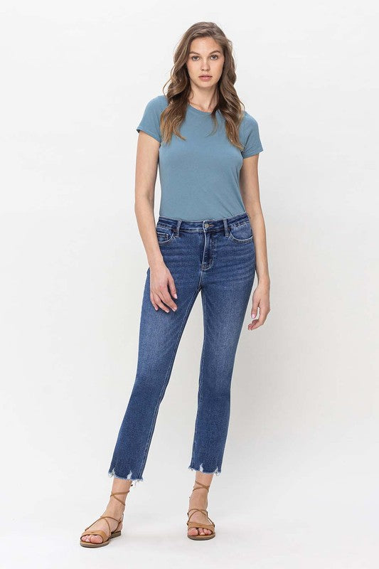 Load image into Gallery viewer, VERVET by Flying Monkey High Rise Crop Slim Straight Jeans
