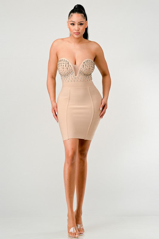 Athina Betting on you casual embellished bandage dress