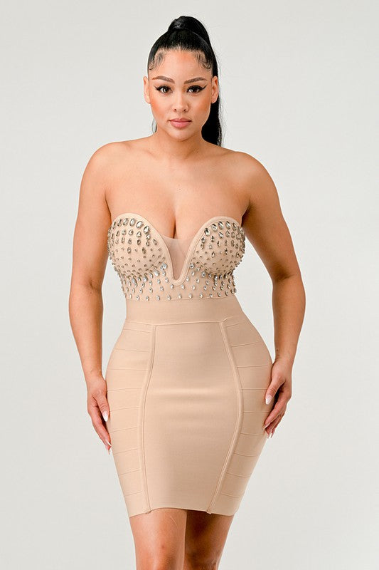 Athina Betting on you casual embellished bandage dress