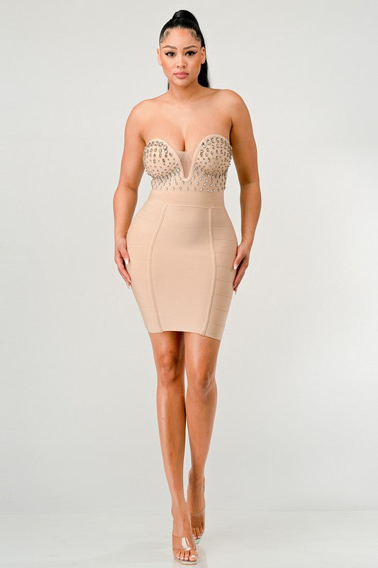 Athina Betting on you casual embellished bandage dress