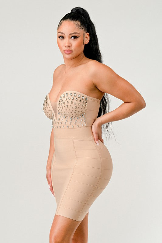 Athina Betting on you casual embellished bandage dress