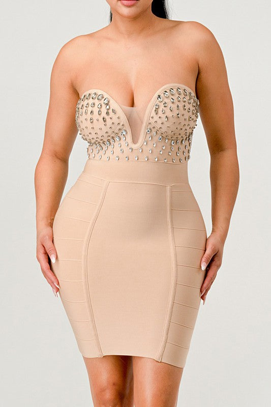 Athina Betting on you casual embellished bandage dress