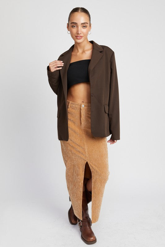 Load image into Gallery viewer, Emory Park CORDUROY MAXI SKIRT WITH FRONT SLIT
