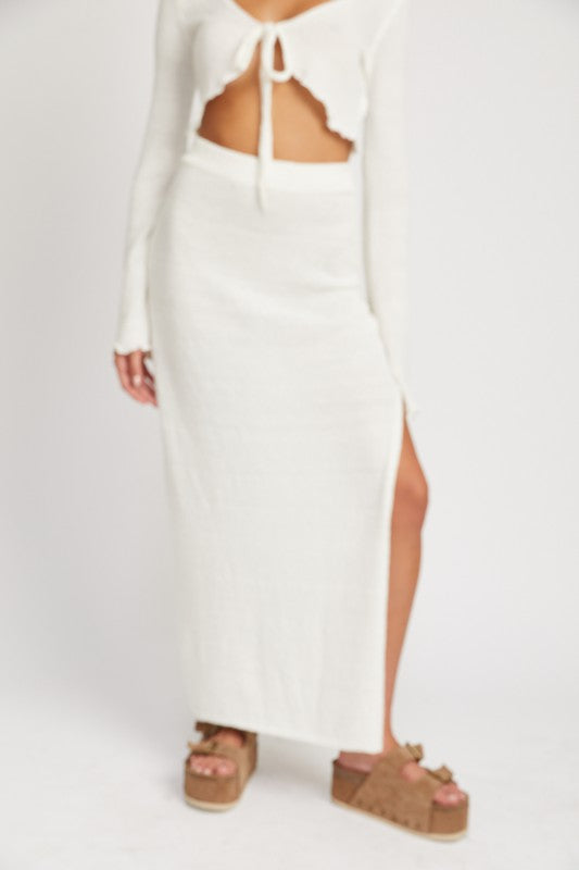 Emory Park HIGH WAIST MAXI SKIRT WITH SLIT