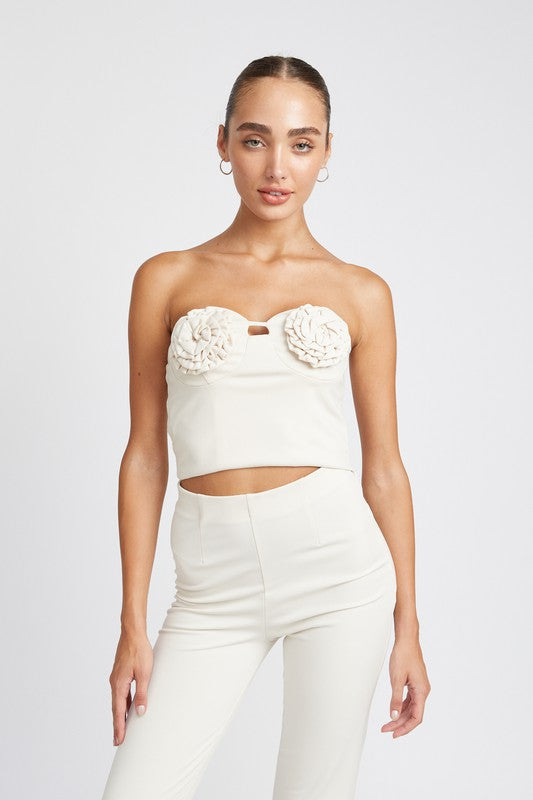 Emory Park ROSETTE BUSTIER TOP