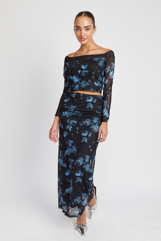 Emory Park FLORAL SHEER MAXI SKIRT