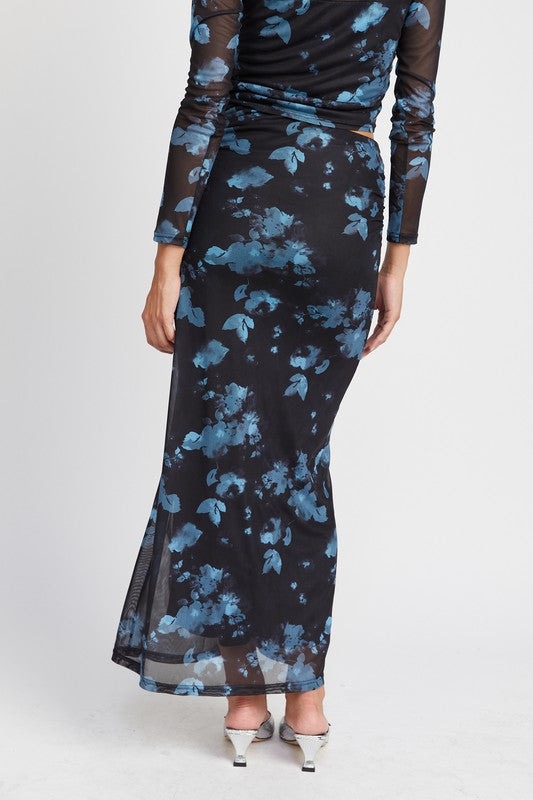 Emory Park FLORAL SHEER MAXI SKIRT