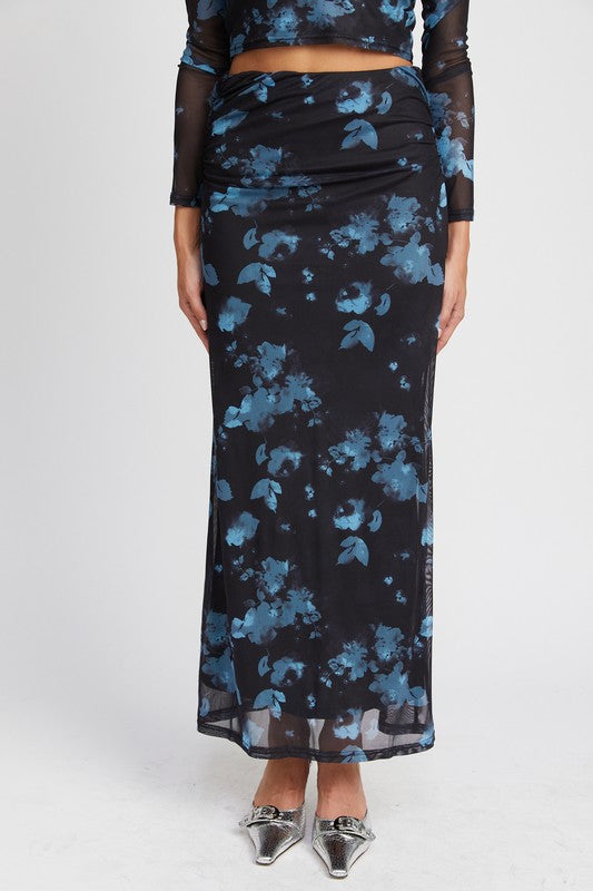 Emory Park FLORAL SHEER MAXI SKIRT