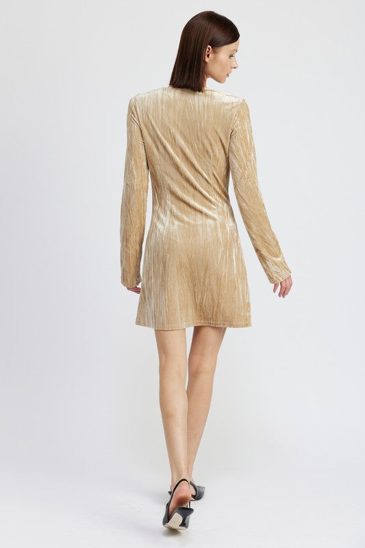 Emory Park LONG SLEEVE MINI SUEDE DRESS Black / S Emory Park LONG SLEEVE MINI SUEDE DRESS Black / S