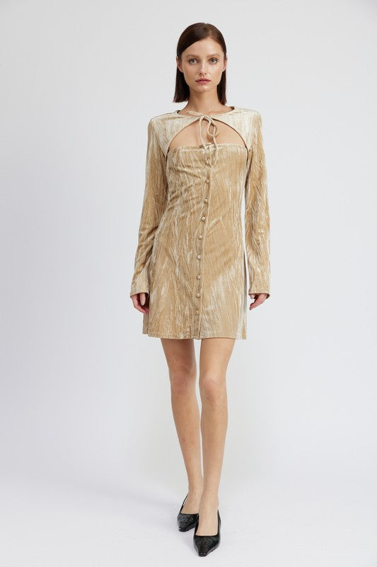 Emory Park LONG SLEEVE MINI SUEDE DRESS