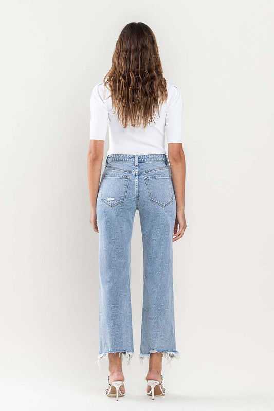 VERVET by Flying Monkey High Rise Distressed Hem Crop Dad Jeans