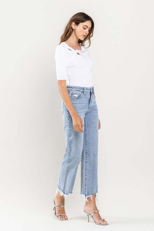 VERVET by Flying Monkey High Rise Distressed Hem Crop Dad Jeans