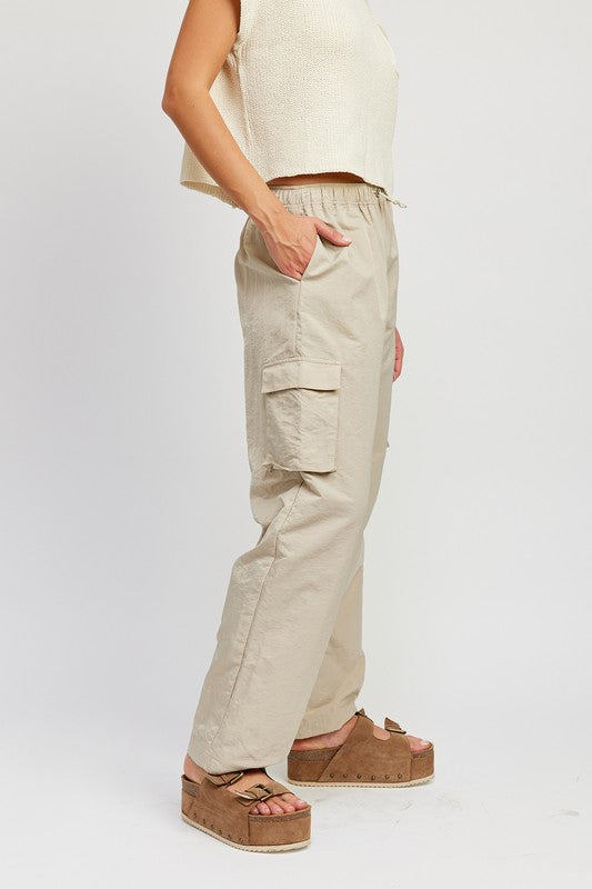 Load image into Gallery viewer, Emory Park STRAIGHT LEG PANTS WITH ELASTIC WAIST BAND

