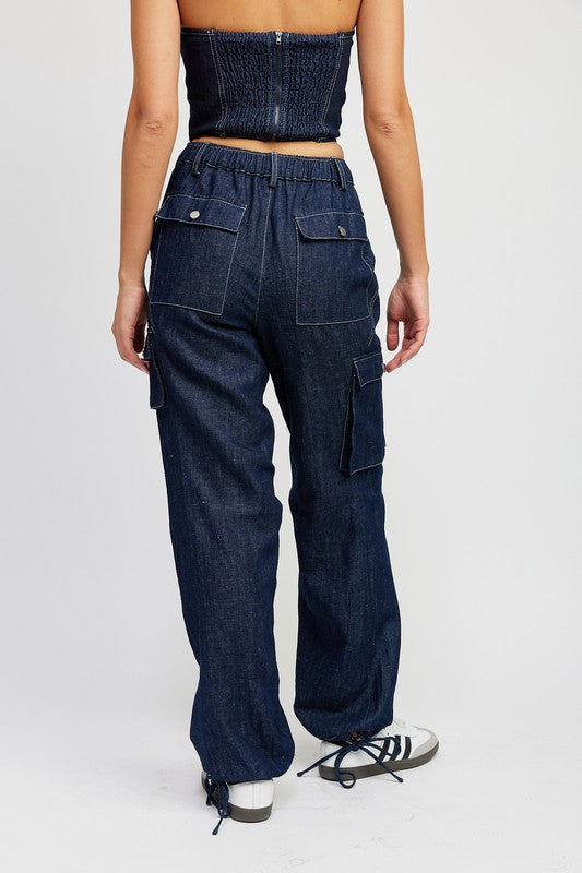 Emory Park CONTRAST STITCHING DENIM PANTS