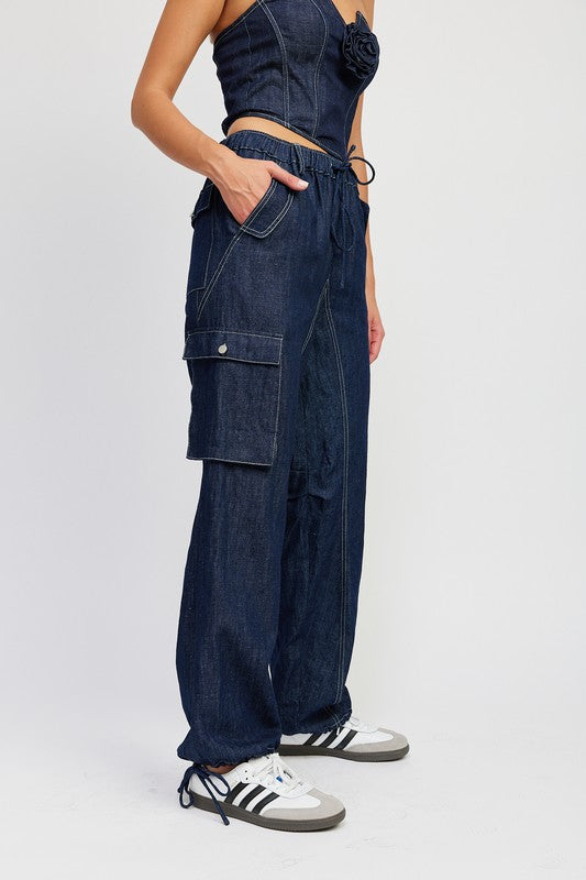 Emory Park CONTRAST STITCHING DENIM PANTS