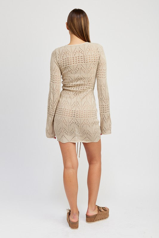 Emory Park RUCHED CROCHET MINI DRESS