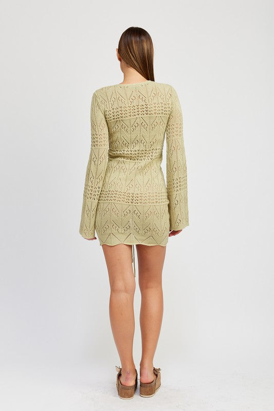 Emory Park RUCHED CROCHET MINI DRESS