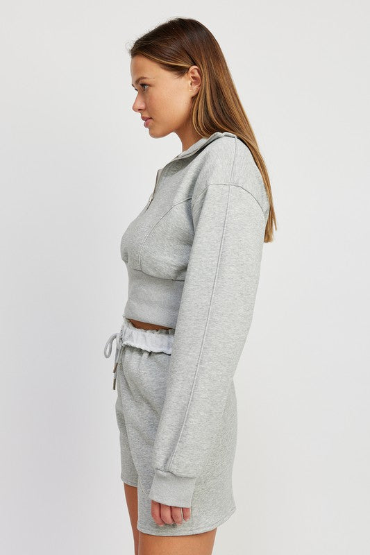 Emory Park MOCK NECK CROPPED SWEATER WITH ZIPPER
