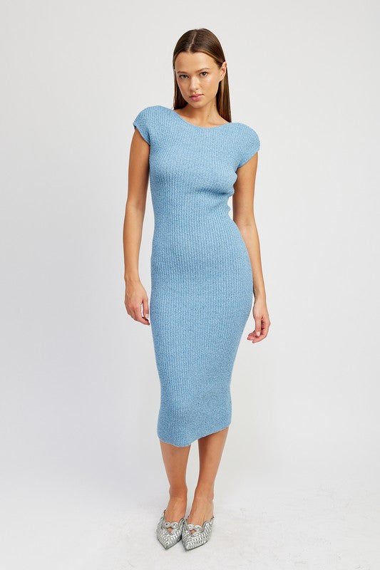 Emory Park CAP SLEEVE BODYCON DRESS WITH OPEN BACK