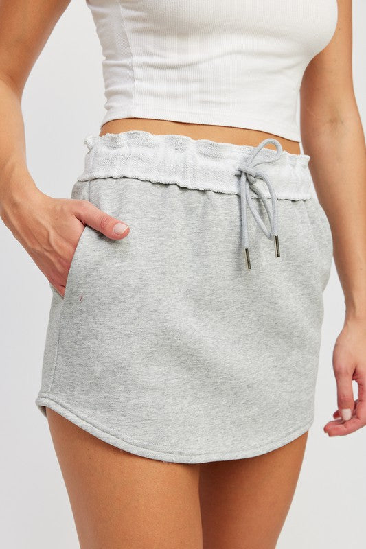 Load image into Gallery viewer, Emory Park FRENCH TERRY PAPER BAG MINI SKIRT
