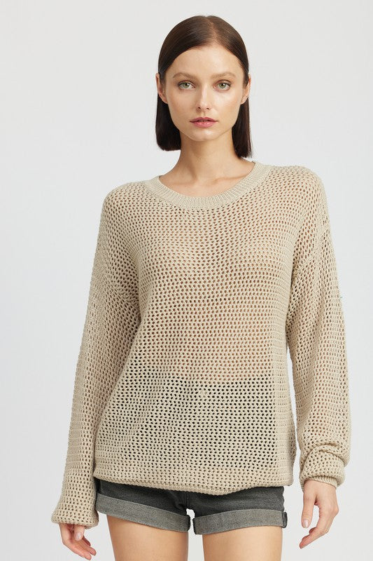 Emory Park CROCHET LONG SLEEVE TOP