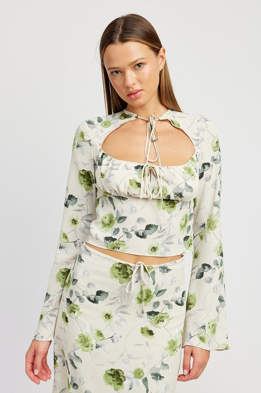 Emory Park FLORAL BLOUSE WITH NECK TIE