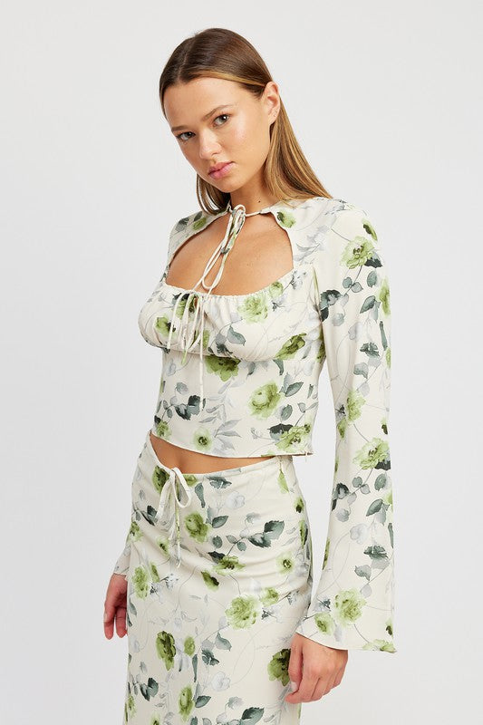 Emory Park FLORAL BLOUSE WITH NECK TIE