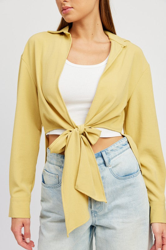 Emory Park TIE FRONT CROPPED BLOUSE