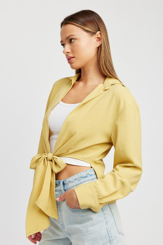 Emory Park TIE FRONT CROPPED BLOUSE