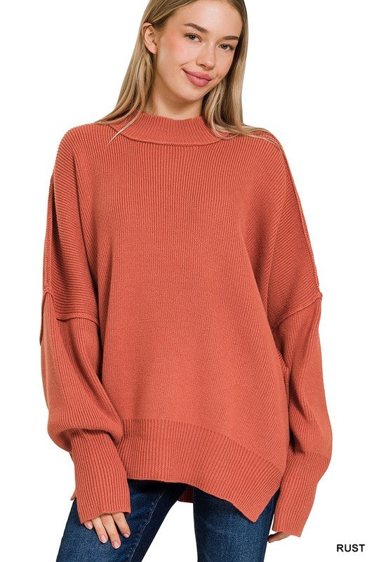 ZENANA Side Slit Oversized Sweater