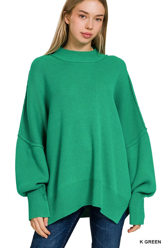 Load image into Gallery viewer, ZENANA Side Slit Oversized Sweater
