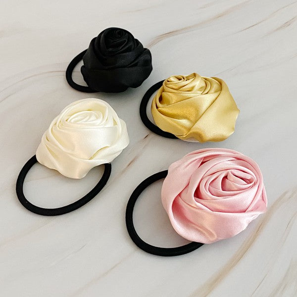 Ellison and Young Hand Picked Satin Rose Hair Tie Set of 4