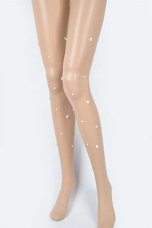 Pearl Accent Fashion Sheer Stocking