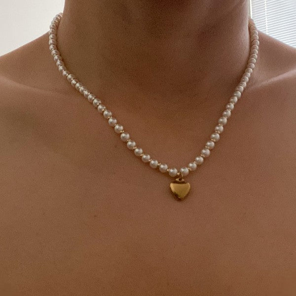Ellison and Young Pearl And Gold Bauble Heart Necklace