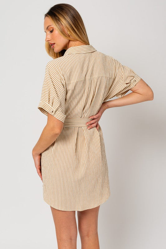 Gilli Half Sleeve Button Down Shirt Dress