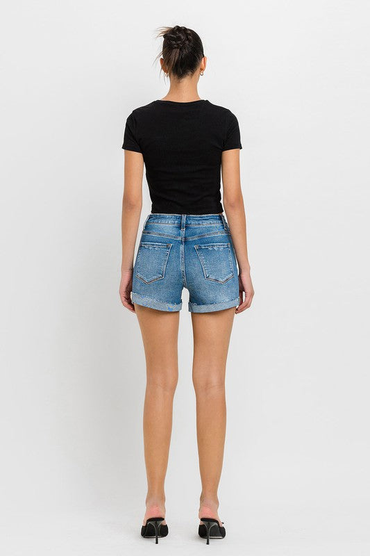 VERVET by Flying Monkey Super High Rise Button Up Mom Shorts