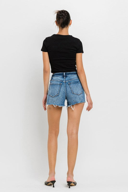 VERVET by Flying Monkey High Rise Raw Hem Denim Shorts