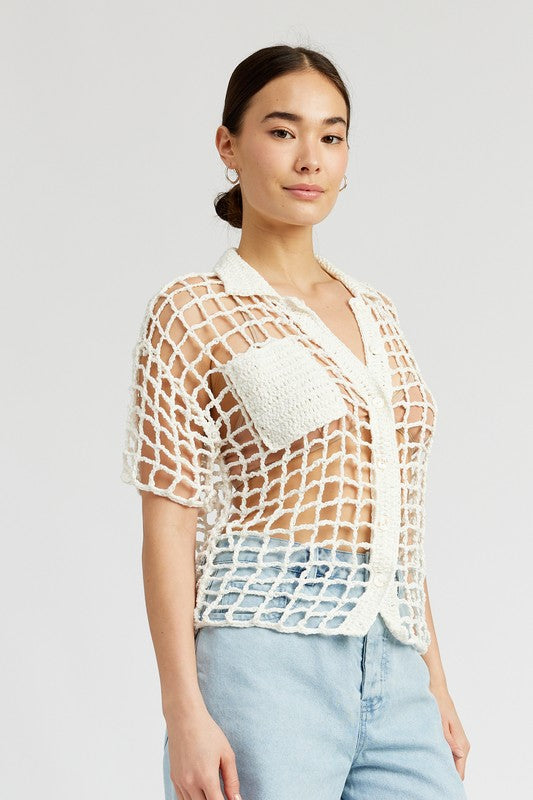 Emory Park BOLD CROCHET SHIRT TOP