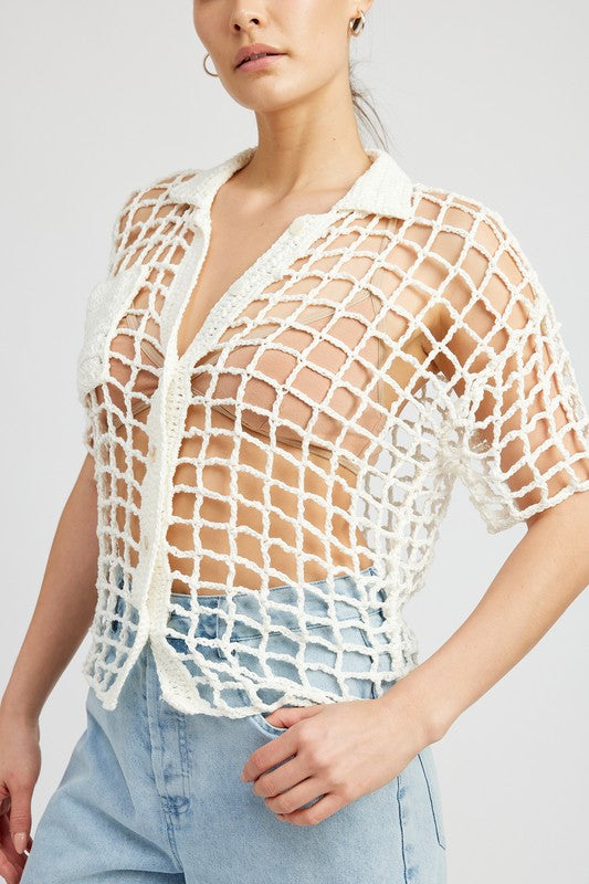 Emory Park BOLD CROCHET SHIRT TOP