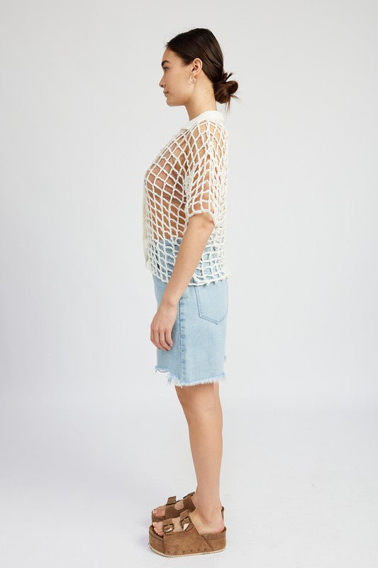 Emory Park BOLD CROCHET SHIRT TOP