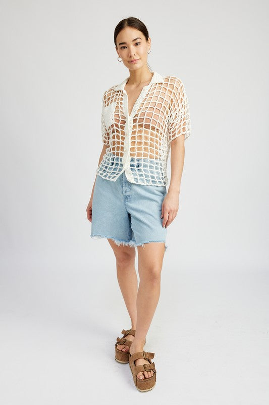 Emory Park BOLD CROCHET SHIRT TOP