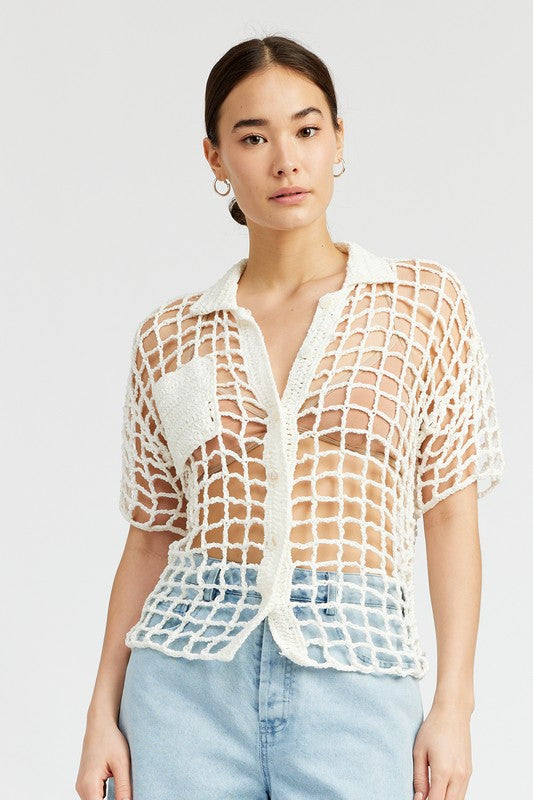 Emory Park BOLD CROCHET SHIRT TOP