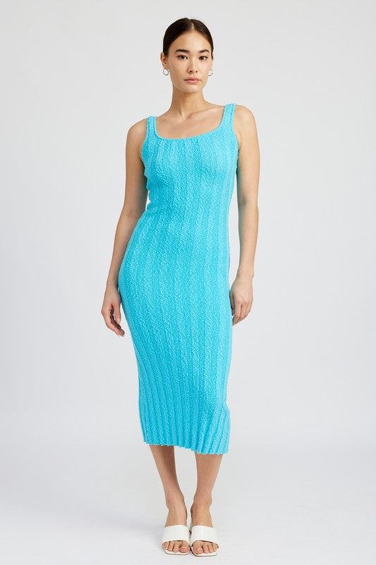 Emory Park SCOOP NECK RIBBED MIDI DRESS