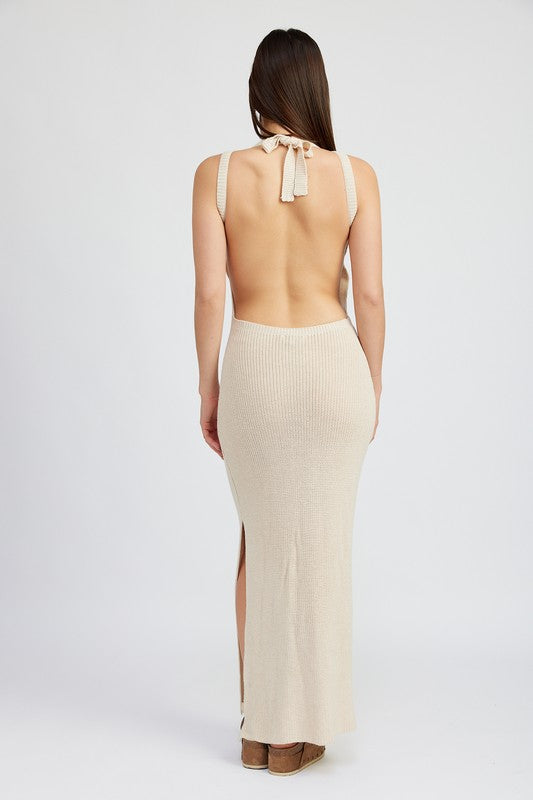 Emory Park HALTER NECK MAXI DRESS WITH OPEN BACK