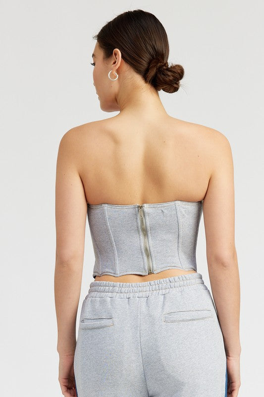 Emory Park MIXED MEDIA BUSTIER TOP