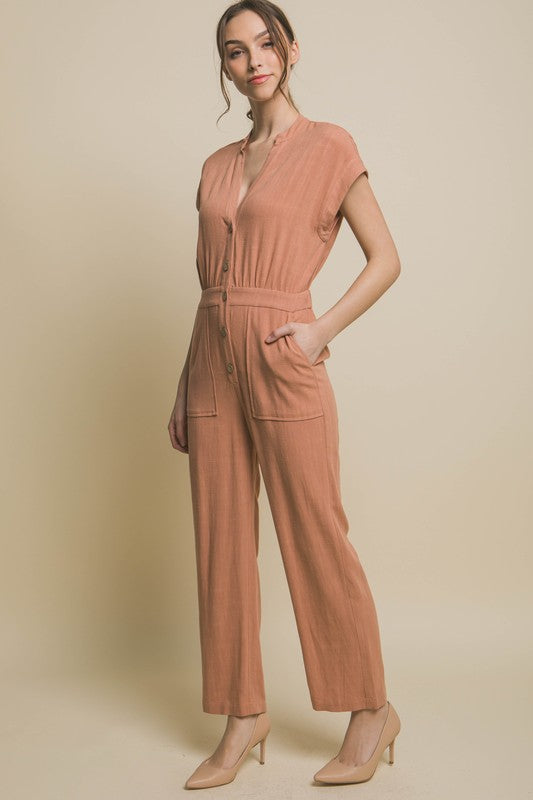 Love Tree V-Neck Pocketed Jumpsuit