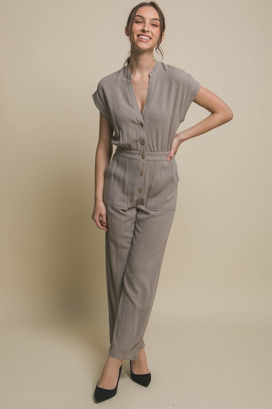 Love Tree V-Neck Pocketed Jumpsuit