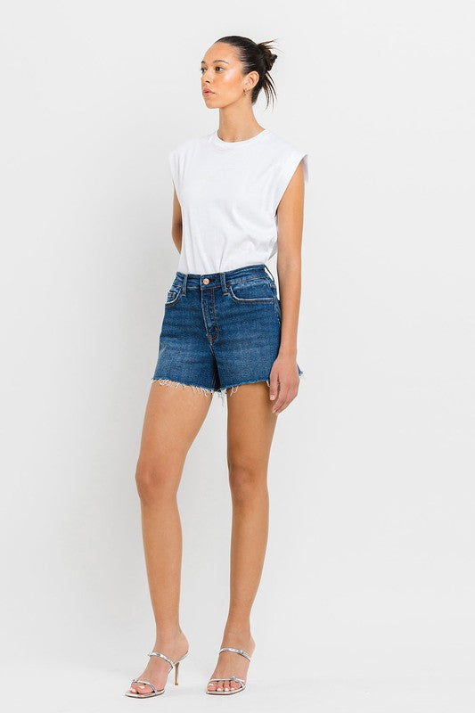 VERVET by Flying Monkey High Rise Slit Raw Hem A-Line Shorts